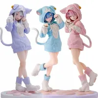 22cm Re:ZERO Starting Life in Another World Ram/Rem Anime Girl Figure Fluffy Pack Ram/Rem Action Figure Adult Model Toys Gifts