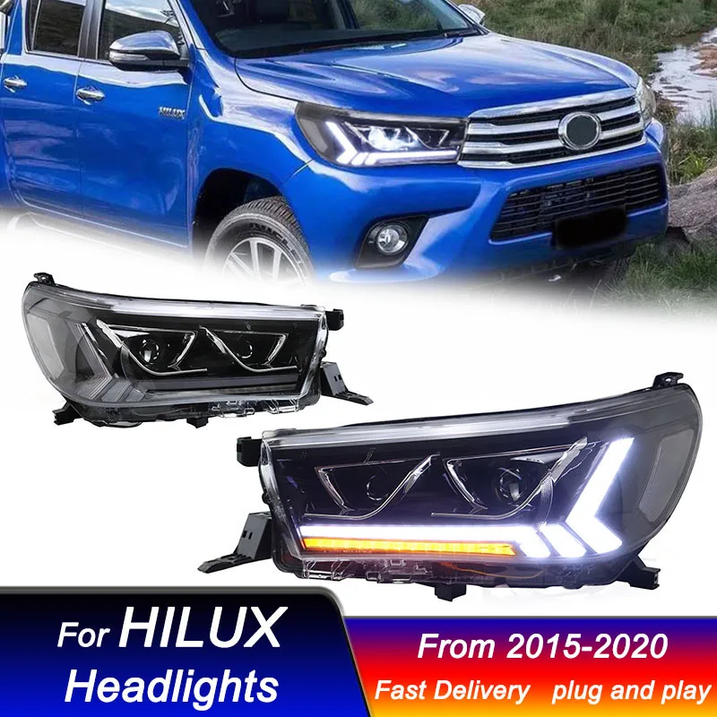 Fari per auto per Toyota HILUX REVO 2015-2020 Lexus style LED Head Lamp Upgrade DRL Dynamic Signal Lamp gruppo luce anteriore