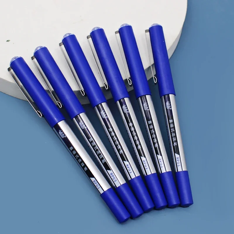 Quick-drying Gel Pen for Officeand School Use 0.5 Blue Large Capacity Blue Straight Liquid Ballpoint Pen School Supplies Pen Set