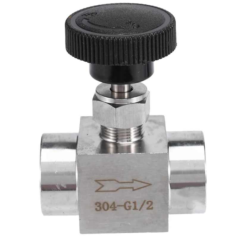 ABJO-3Pcs 1/2 Polegada BSP Linha Fêmea Igual SS 304 Controle de Fluxo de Aço Inoxidável Válvula de Agulha de Corte