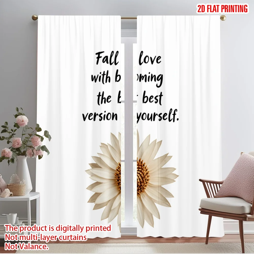 

2pcs 2D flat printing Curtains Fall in love becoming best version 100% Polyester Without Electricity 0 Use for Holiday Family
