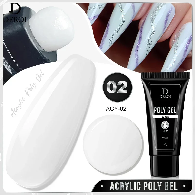 

DEROI Crystal Acrylic Natural Poly Nail Gel Semi Permanent UV Liquid Finger Extension Hybrid Varnish Top Coat Poly Nail Gel 30ml