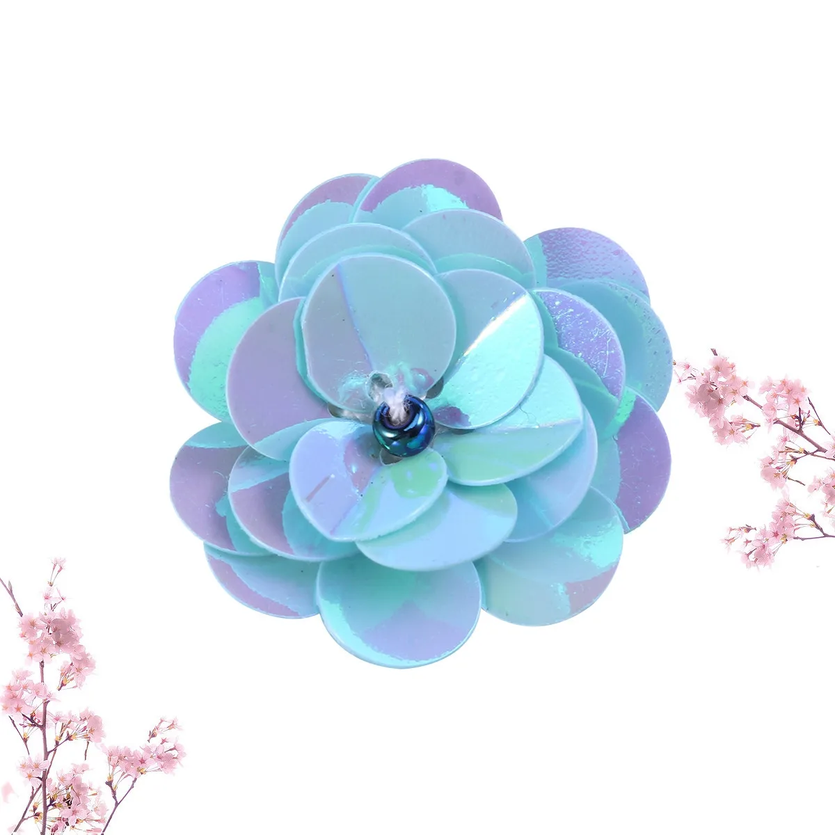 

Маленькая небесно-голубая 3D-аппликация из бисера и пайеток в виде цветка для украшения платьев, обуви, аксессуаров для волос, рукоделия, свободная вставка