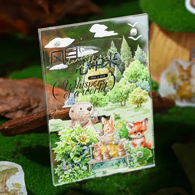 1 ม้วน 45 ชิ้นคู่มือวัสดุสติกเกอร์เทปป่า Zoological Society สัตว์กาวอุปกรณ์เทปสมุดภาพตัด 140*100 มิลลิเมตร