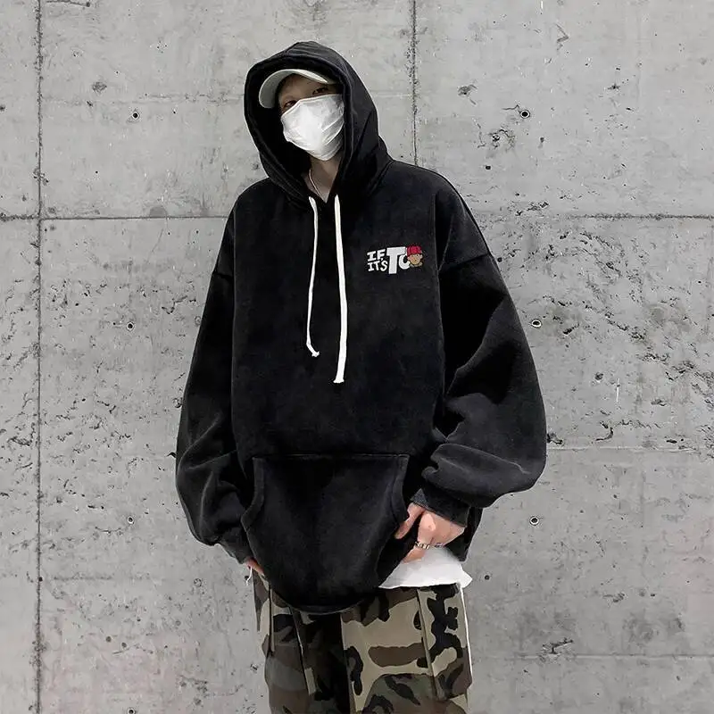 Pink Graphic Hoodie for All Genders Oversize Niche High Street Fashionable Ins Outerwear