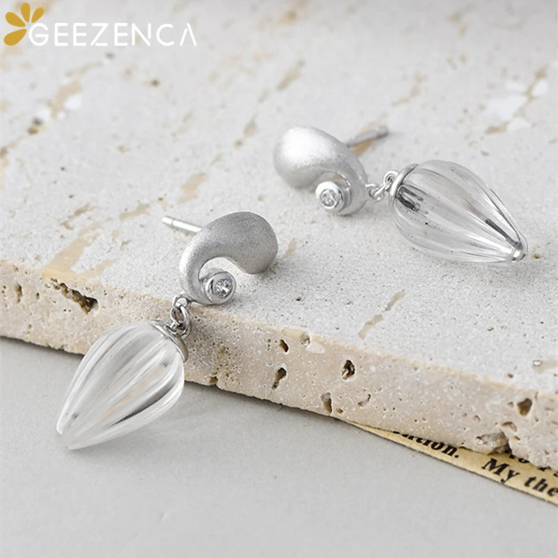 Orecchini pendenti con goccia d\'acqua in cristallo bianco naturale in argento Sterling 925 geezlenca per le donne orecchino Chic minimalista 2023