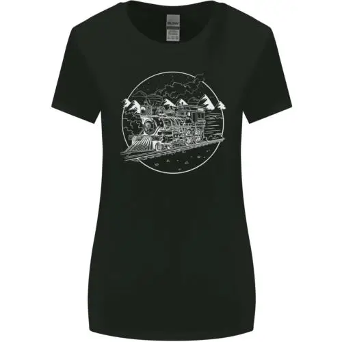 White Locomotive Steam Engine Train Spotter Womens Wider Cut T-Shirt