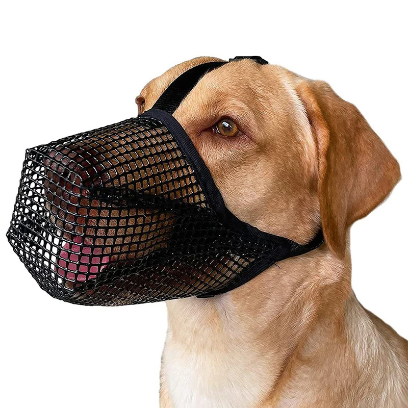 Dog Muzzle Basket Soft for Small Medium Large Size Breed Anti Biting Licking Chewing Adjustable Mesh with Reflective Strap Daily