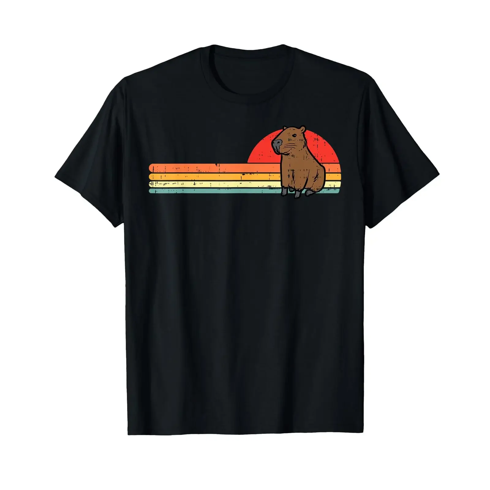 Capybara Chest Sunset Retro Capy Rodent Kids Youth T Shirt vintage Washed Stretched Unisex Soft streetwear fashion Versatile