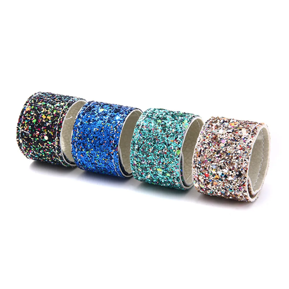 

10Pcs Colorful Glitter Snap Bracelets Kids Silicone Wristbands Stretchy Comfortable Fit for Wrists Ankles Party Gifts Stocking