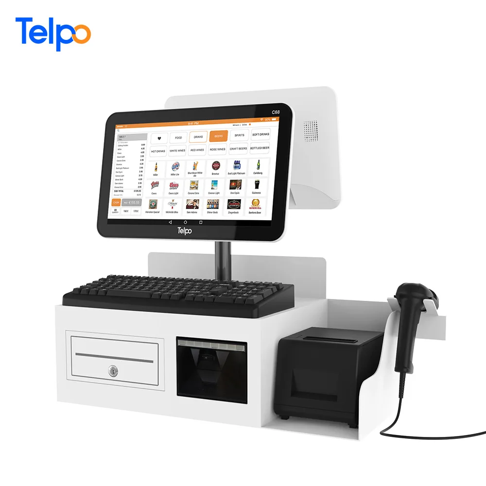 Telpo C68 Touch Screen All In One Cash Register/POS Terminal/POS System With Printer, Cash Drawer