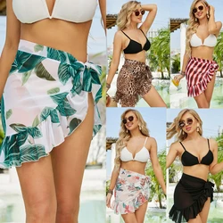 Floral Mini Ruffle Skirts Women Cover Up Dress Beach Wrap Short Sarongs Bikini Bathing Skirt Women Swimsuit Beachwear