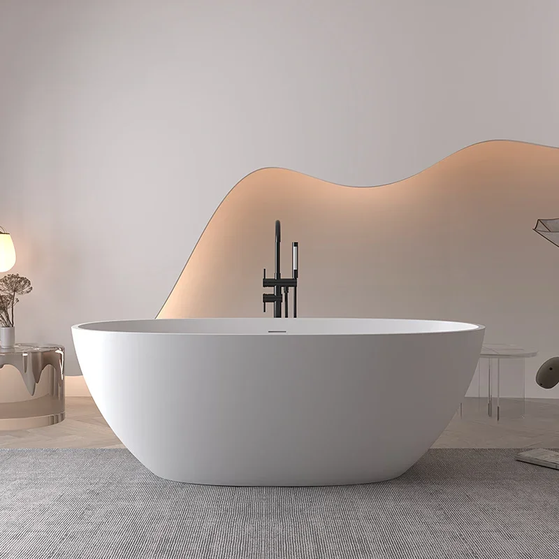 

Bathtub Artificial stone bathtub Independent integrated molding Hotel engineer Household oval bathtub