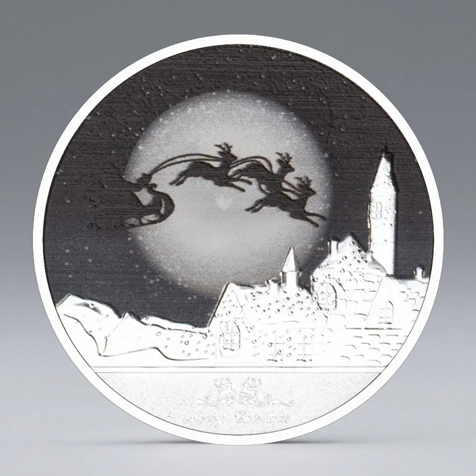 Merry Christmas and Happy New Year Souvenir Coin Santa Claus Wishing Coins Silvery Plated Gifts