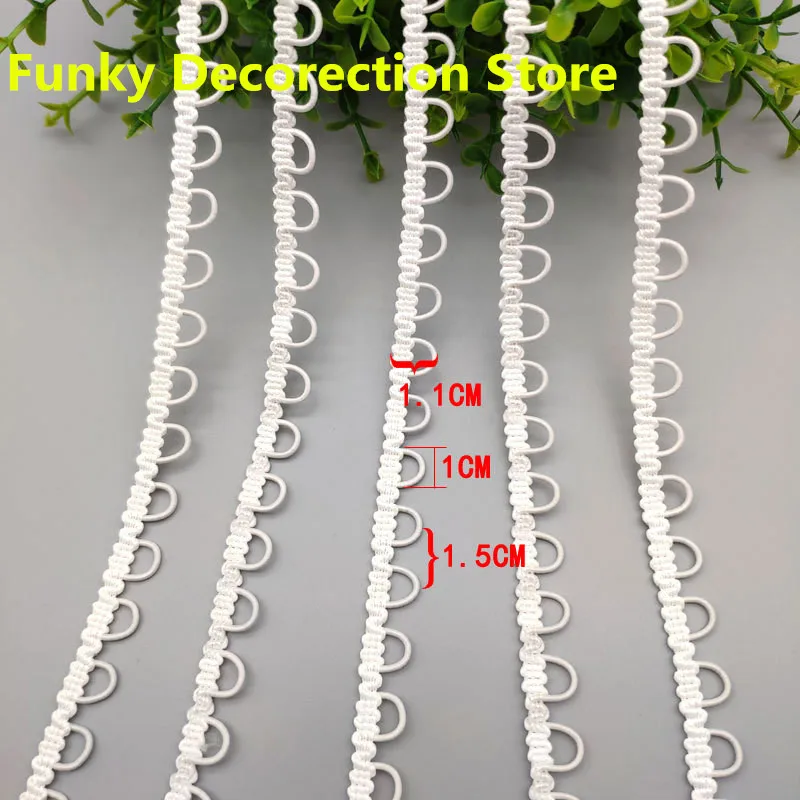 10Yards 1cm Elastic Lace Belt White Decorative Trims Braided Ribbon Clothes Accessories U Shape Apparel DIY Craft Crochet Sewing