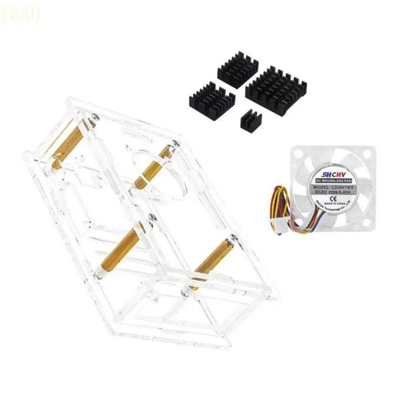 

Y8AD Acrylic Heatsink Case for RPI 5 Transparent Protective Cover Optional Cooling Fan Heat Dissipation Protector