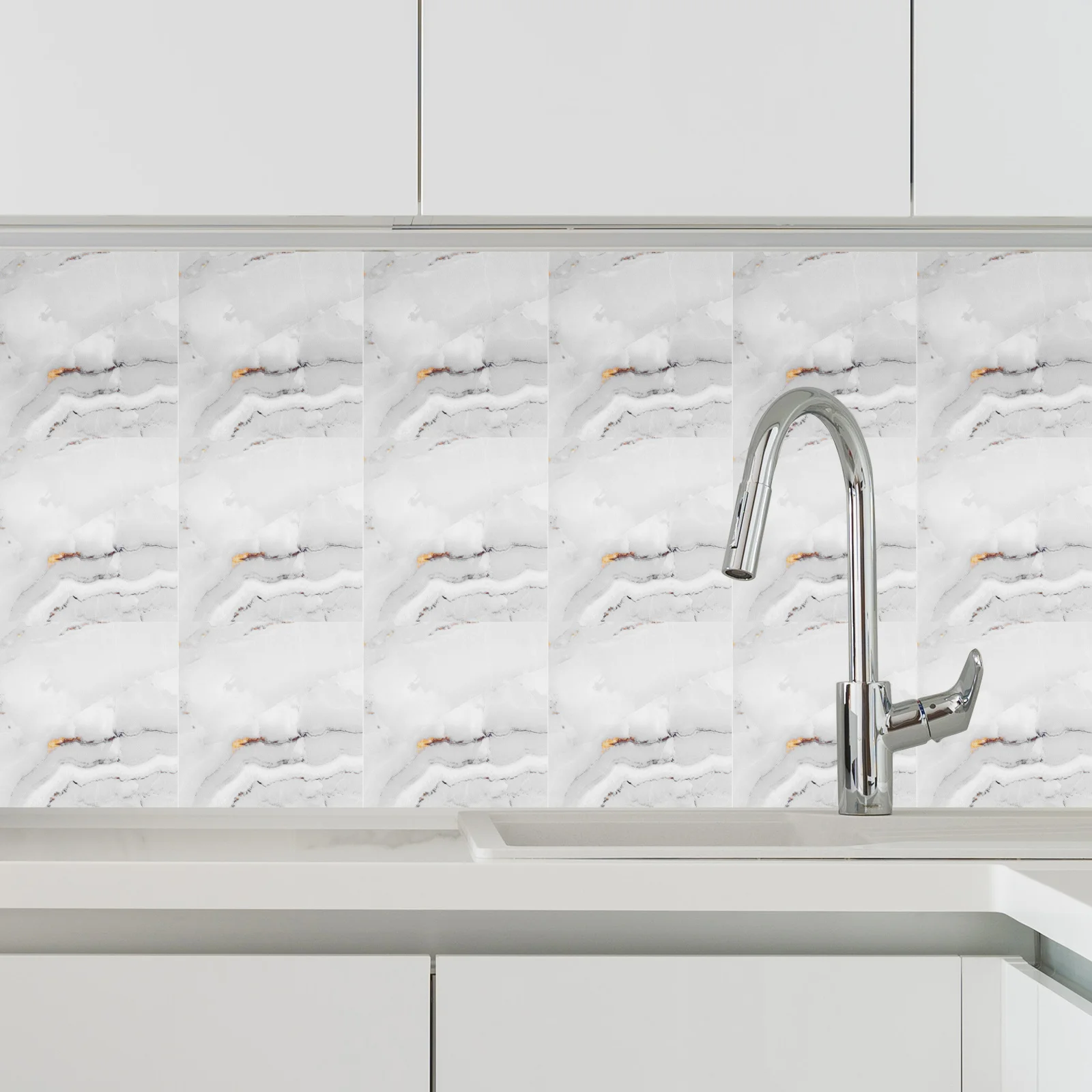 

10pcs Marble Peel Stick Tile Stickers Waterproof Self Adhesive Wall Tiles For Bathroom Kitchen Cabinet Floor Wall Sticker