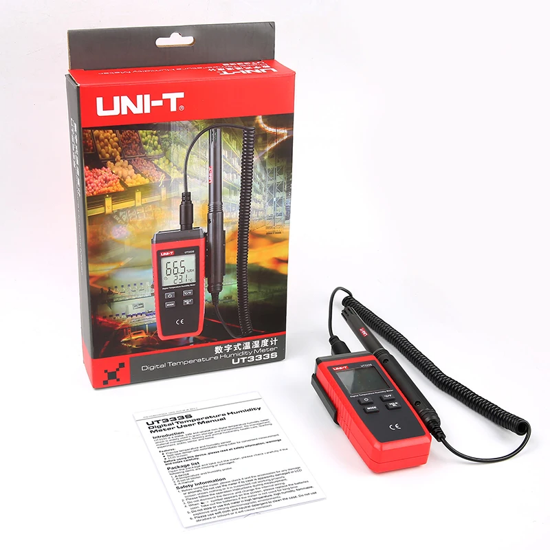 UNI-T UT333S البسيطة درجة الحرارة الرطوبة متر في الهواء الطلق الرطوبة الزائد إشارة LCD الرقمية الحرارية الرطوبة