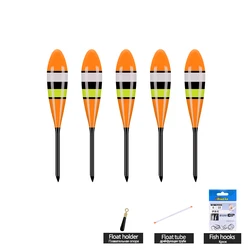 5 pçs flutuadores de pesca balsa + 1 saco ganchos + 1 tubo flutuante + descanso flutuante fluxo rio pequena bóia de peixe água rasa bobber ferramenta de pesca