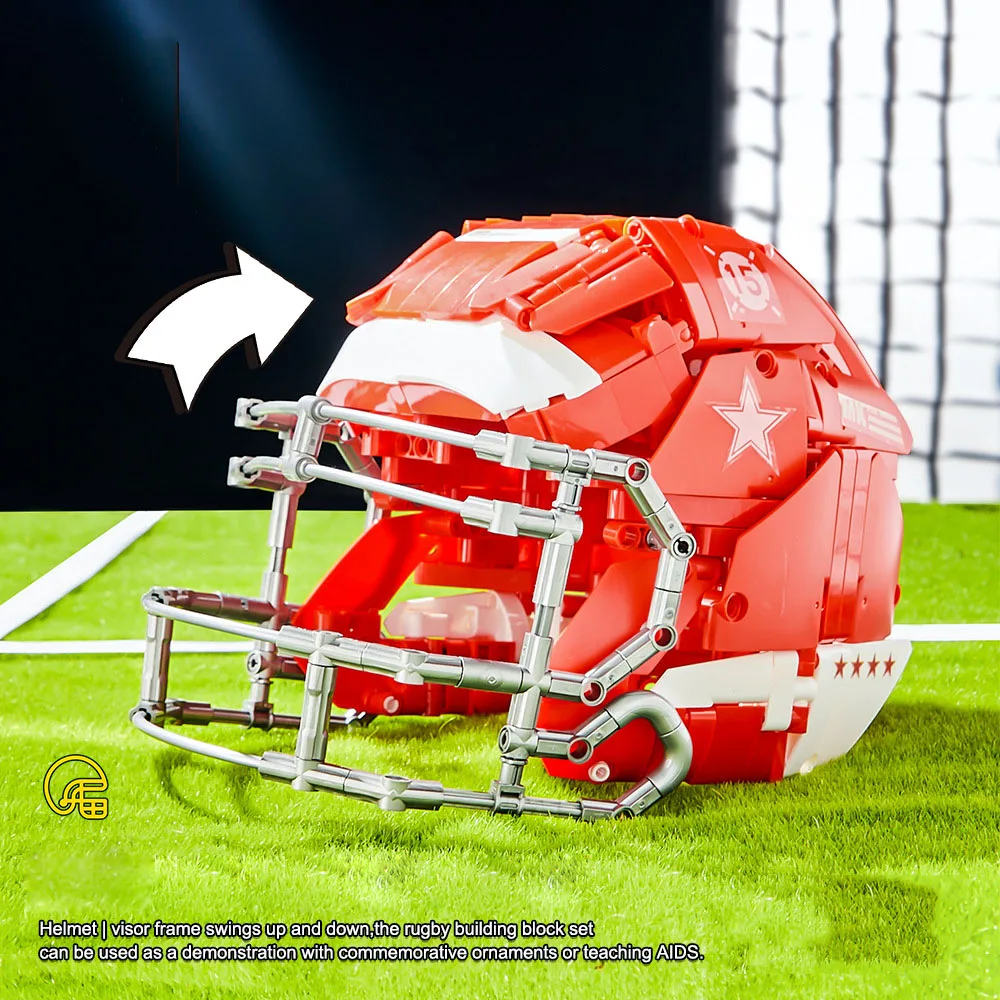iDEA خوذة رياضية لكرة القدم الأمريكية بنة الرجبي مجموعات نموذج البناء مجموعات الطوب ألعاب تعليمية للأطفال الهدايا