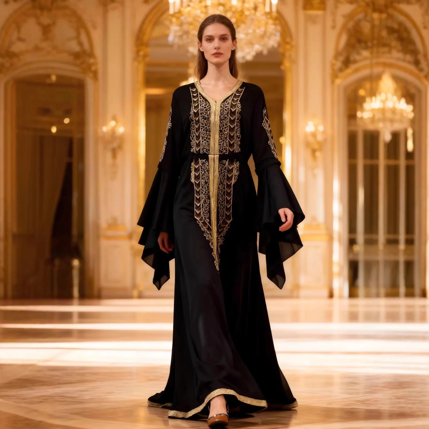 Eid Dress Women Abaya Party Dresses Jalabiya Embroidery Sashes Muslim Long Robe Ramadan Morocco Arab Dubai Kaftan Vestidos