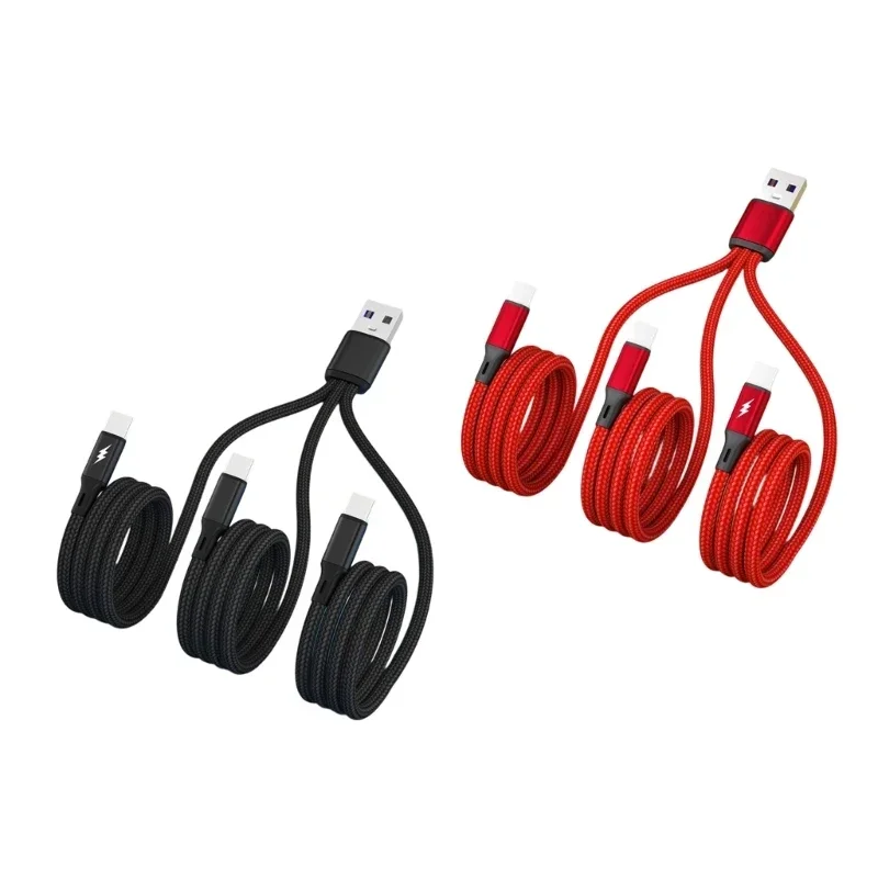 3 in 1 USB to Type-C Cable Type-C Charging Cable Cord Extension Wire Applicable for Smartphones Tablet Laptops