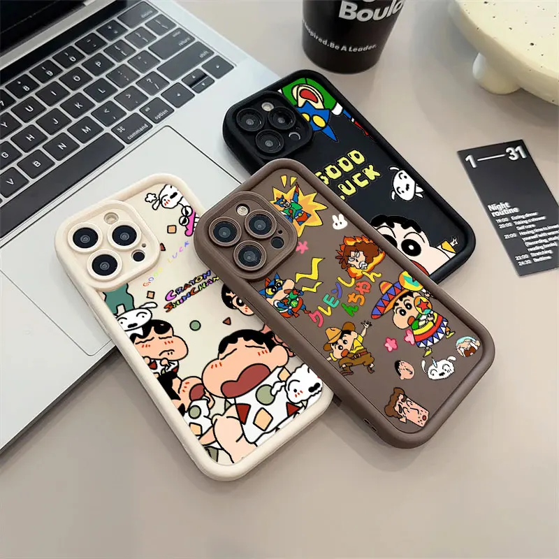 Anime Crayons-Shin-chans Phone Case For iPhone 11 12 13 14 15 16 Pro Max Thicken Silicone Case For iPhone 15 16 Plus Soft Cover