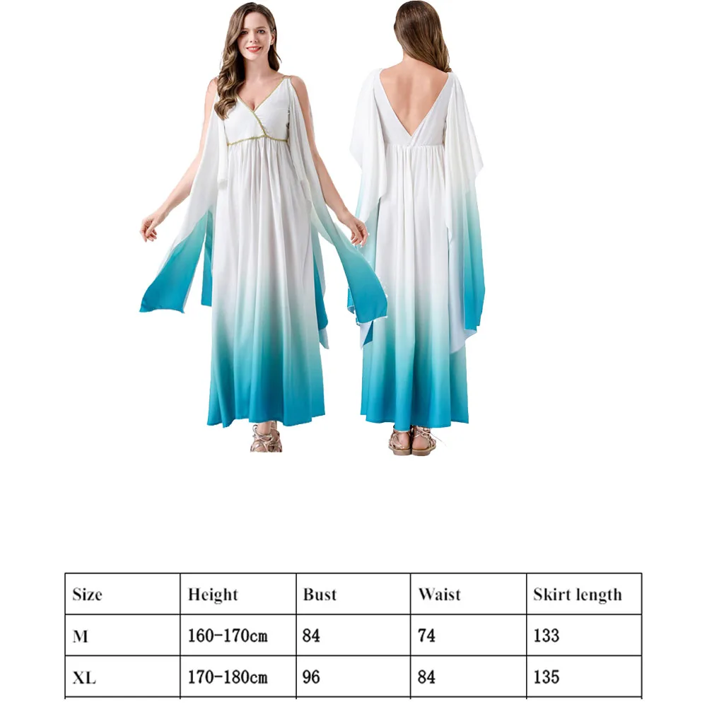 Greek Mythological Goddess Cosplay Halloween Carnival Gradient Sleeveless Long Skirt Adult Female Costume Outfits Dress Suit