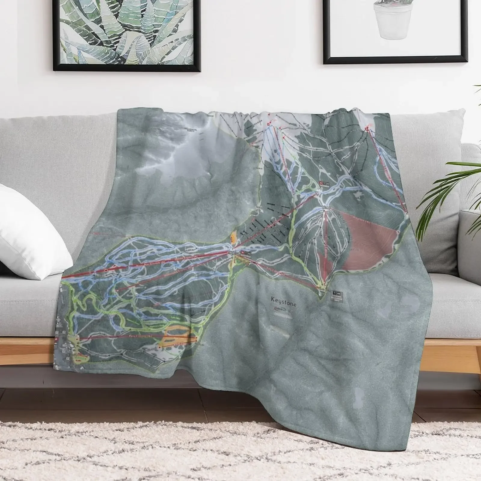 Keystone Resort Trail Map Throw Blanket Flannel Fleece Soft Warm Throw Blanket