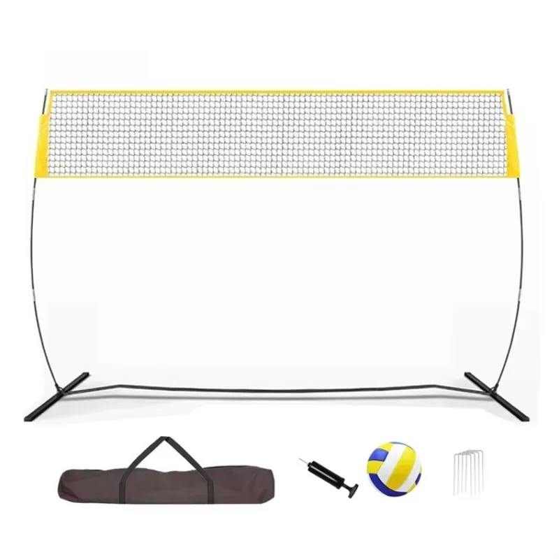 Portable 20X8ft Freestanding Backyard Volleyball Court Net Ball & Air Pump Set Premium Equipment for Outdoor Sports