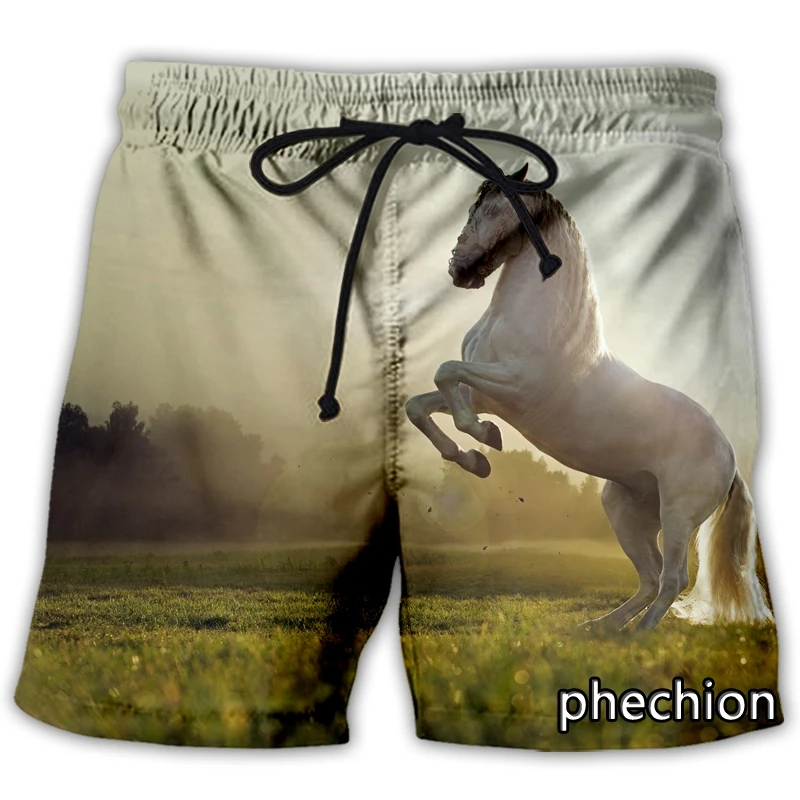 phechion New Fashion Men/Women Animal Horse 3D Printed Casual Shorts Streetwear Men Loose Sporting Shorts L130