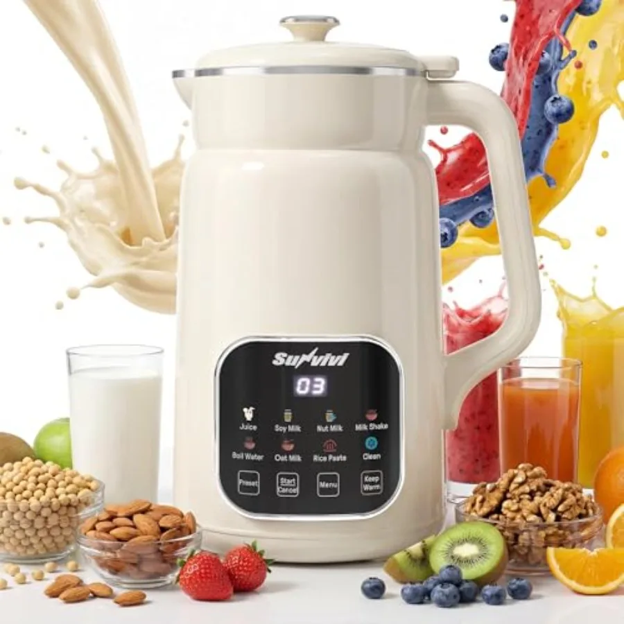 

8 in 1 Nut Milk Maker Machine, 60oz Soybean Milk Blender for Homemade Almond, Oat, Coconut, Soy, Plant Based Milks and Non Dair