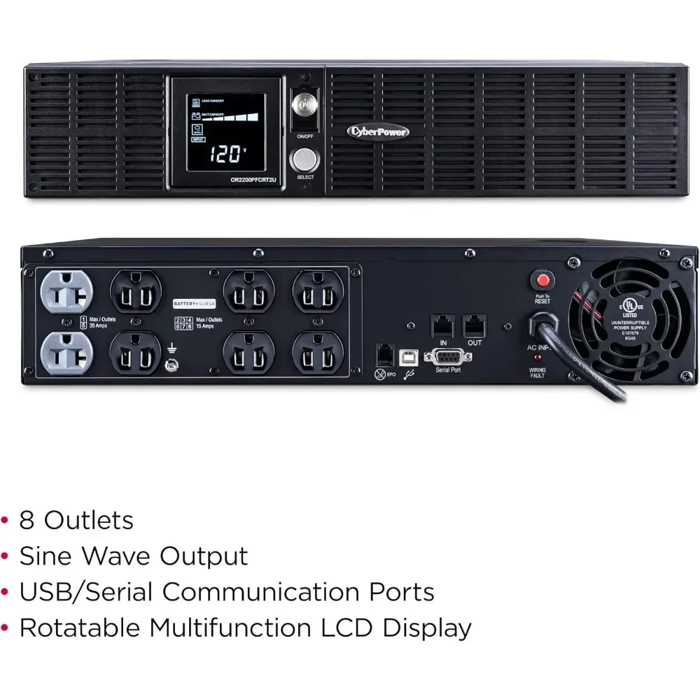 FREE SHIPPING.OR2200PFCRT2U PFC Sinewave UPS System, 2000VA/1540W, 8 Outlets, AVR, 2U Rack/Tower