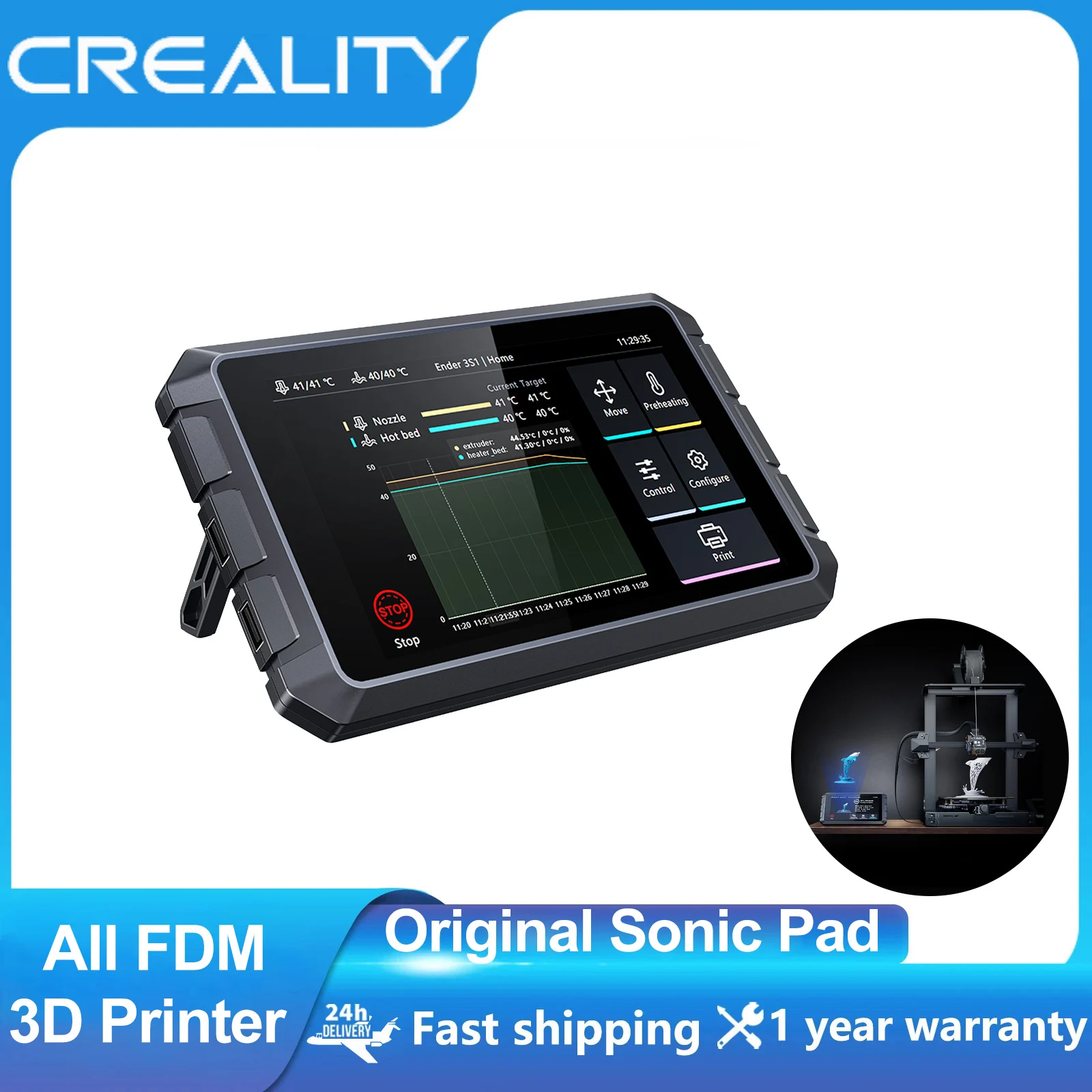 

Creality Sonic Pad 7 Inch Touch Display 64 Bit Klipper Firmware Printing Speed Up Model Real Time Preview For Ender CR 3D Printe