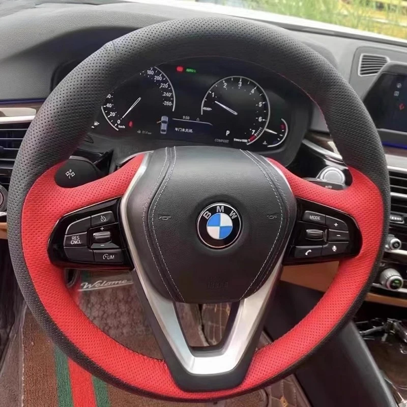 

Для BMW G20 G21 G30 G31 G32 X3 G01 X4 G02 X5 G05 X7 G07 Z4 G29 Ручная прошивка Черный красный Натуральная кожа Чехол на руль автомобиля