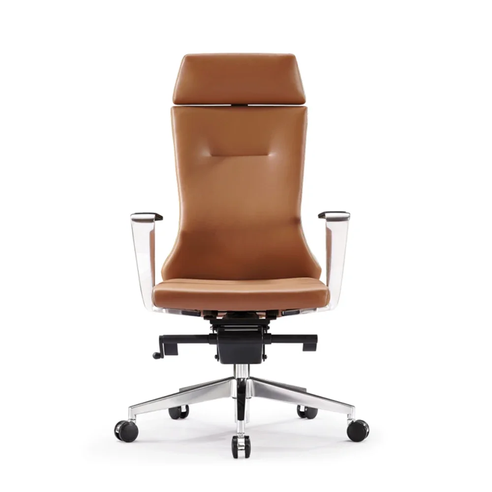 High Quality High Back Luxury Comfortable Genuine Leather Office Chair Boss Manager Chair Leather Reclining Boss Office Chair