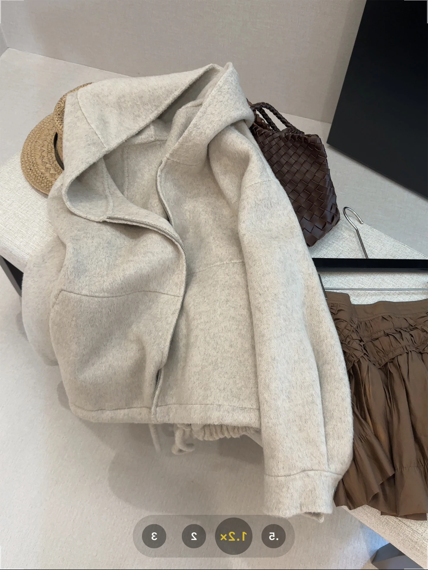 

Retro Loose Fit Zipper Woolen Coat Women's Spring Autumn Design Simple Versatile Slimming Top Ladies Faion ort Outerwear