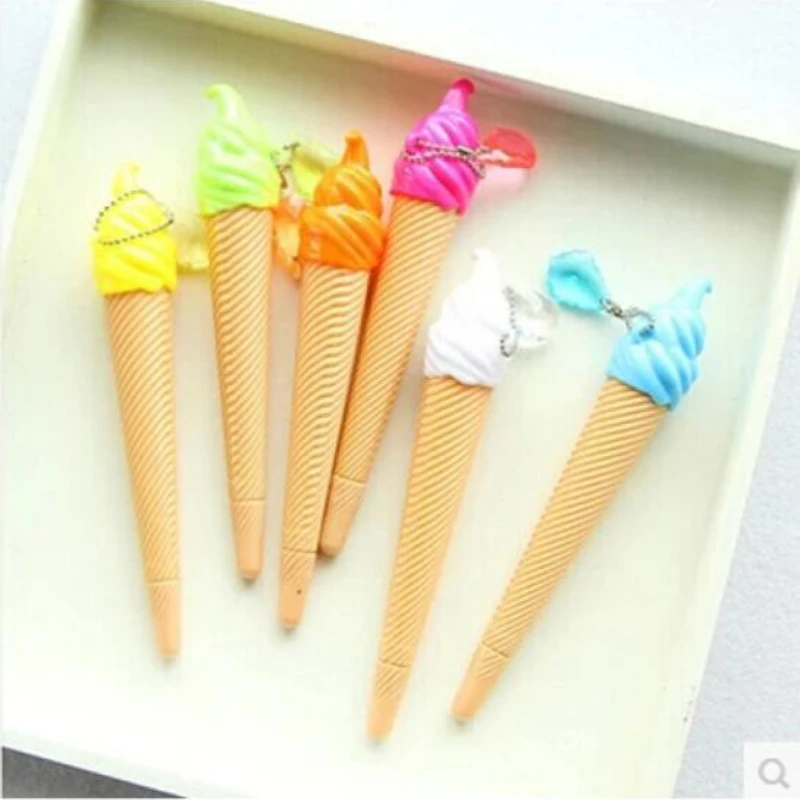 24 Pcs Cute Ice Cream Styling Gel Pens Ice Cream Cone Fountain Black Fountain Students