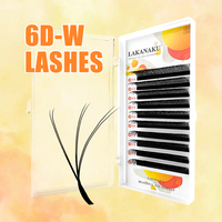 LAKANAKU Cilios 6D Shape Cilia W Eyelashes Extension 0.07 C/D Mink Natural Soft Professional Makeup Cilios