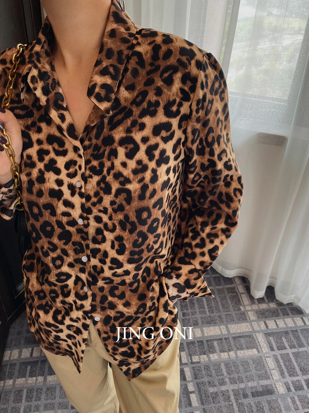 Leopard Shirts Blouses Y2k Woman Clothing 2023 Fashion Korean Style Vintage Autumn Long Sleeve Top Luxury Crop Lolita Elegant