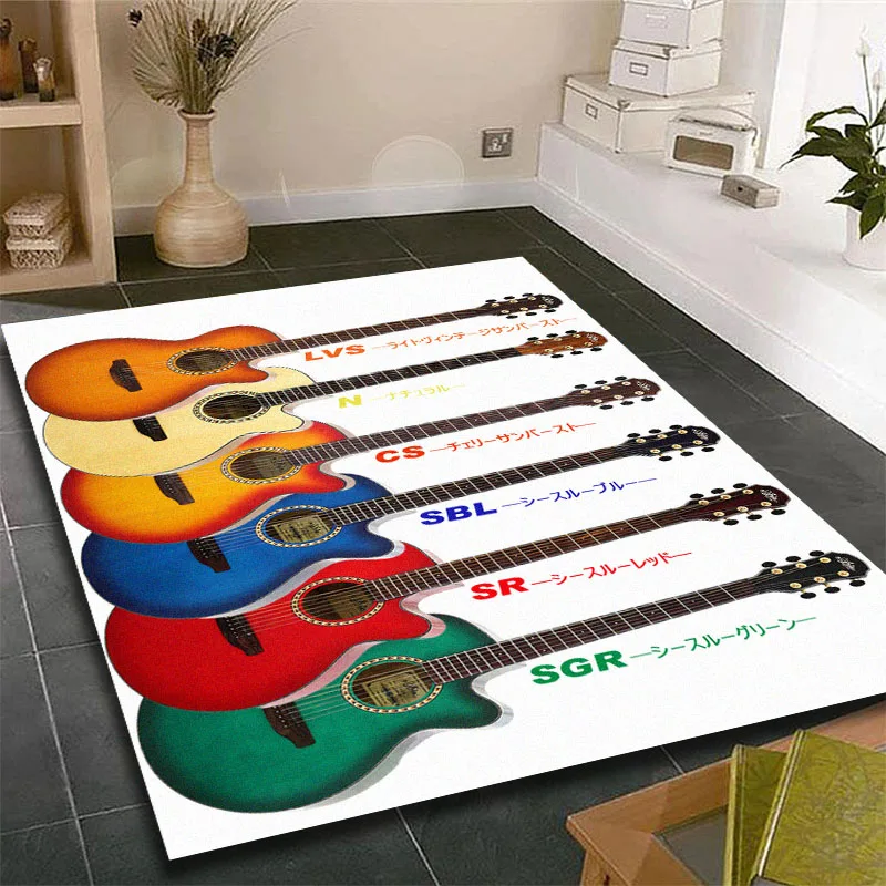 Home Decoration Guitar Printing Living Room Rug  Camping Picnic Mat Non-slip E-sports  Yoga  alfombra