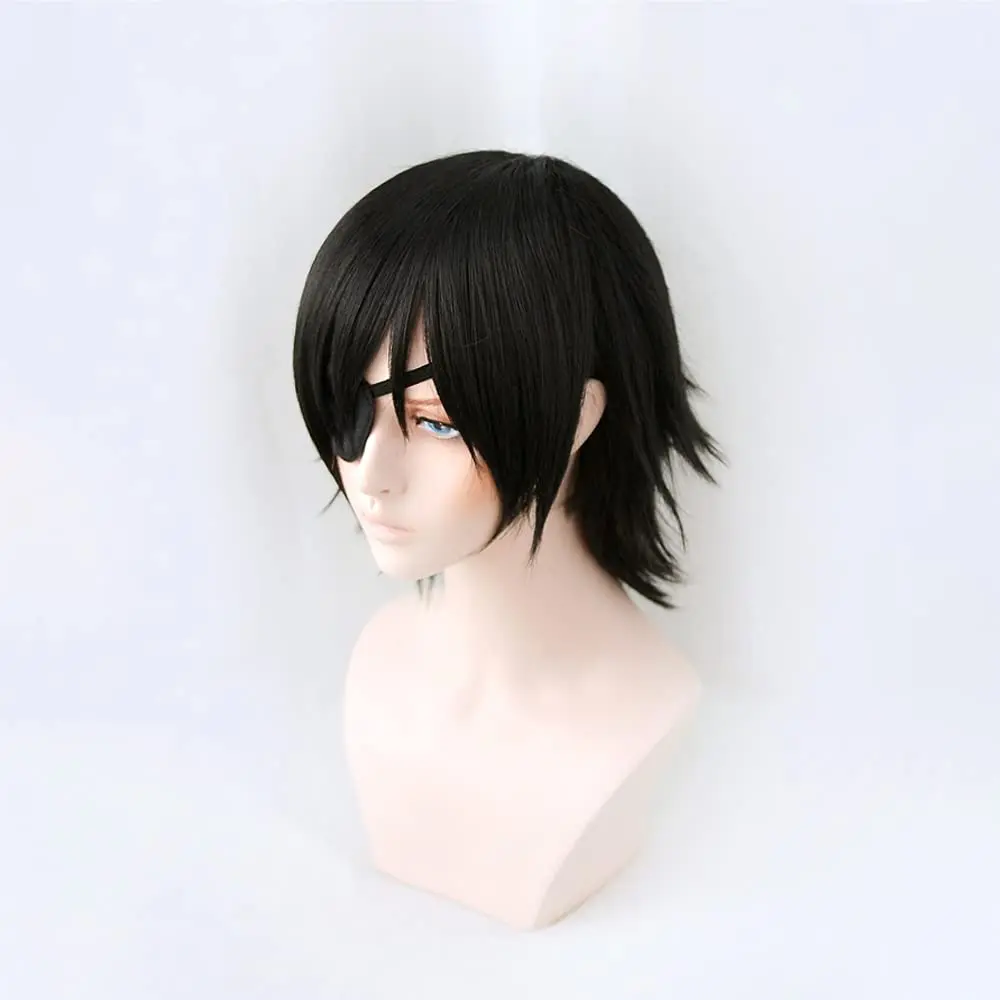 Halloween Anime Kostuum Korte Zwarte Rechte Pruik Himeno Cosplay Synthetisch Haar Hittebestendig voor Cosplay Halloween
