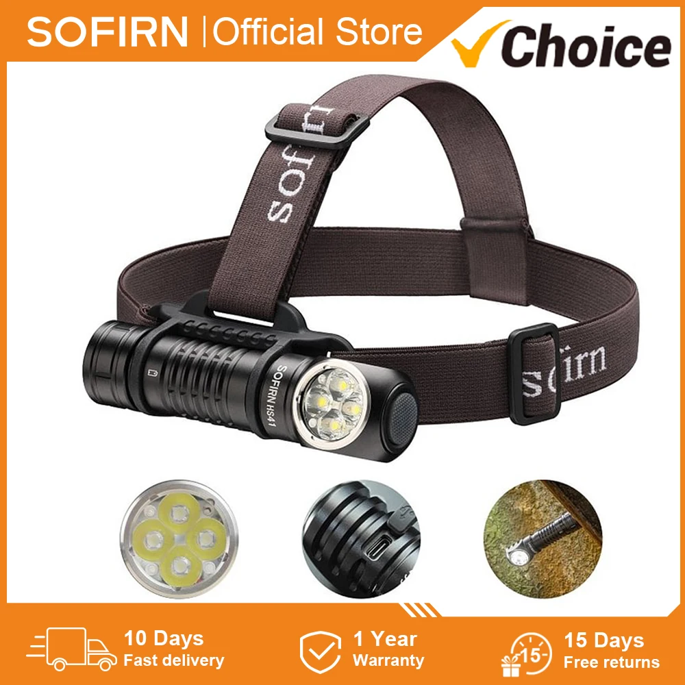 SOFIRN-HS41 4000lm Powerful Headlamp 4*SST20 LED Light 21700 USB C Rechargeable Torch Indicator with Magnetic