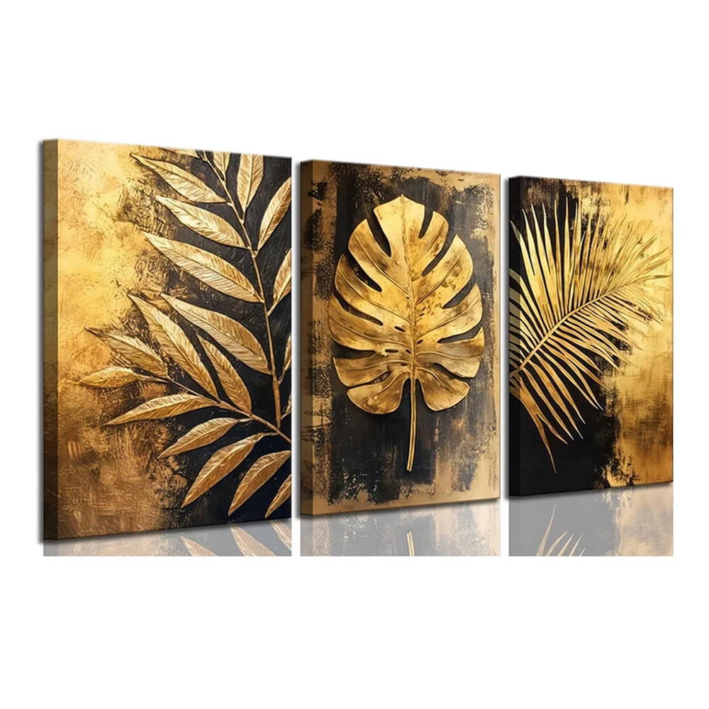 

Алмазная вышивка DIY Золотой лист современного искусства 3 шт. алмазная живопись 5D полный квадратный круглый горный хрусталь мозаика наборы для вышивки крестом