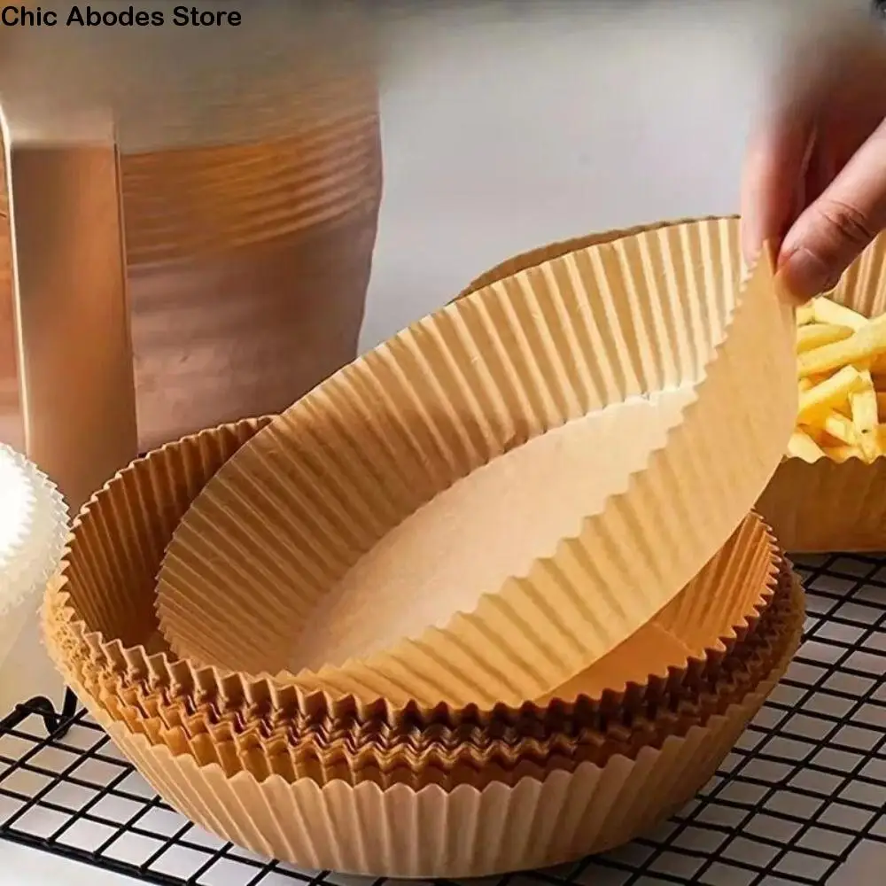 

100pcs Round Shape Air Fryer Paper Eco-Friendly Food Grade Disposable Paper Food Safe Air Fryer Nonstick Baking Papers Microwave