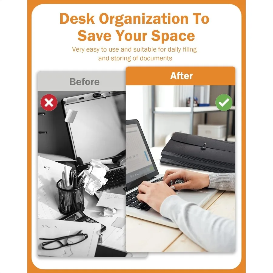 Accordian File Organizer Expanding File Folder 13 Pockets A4 Letter Size Paper Document Receipt Folder for Classroom Home Offic