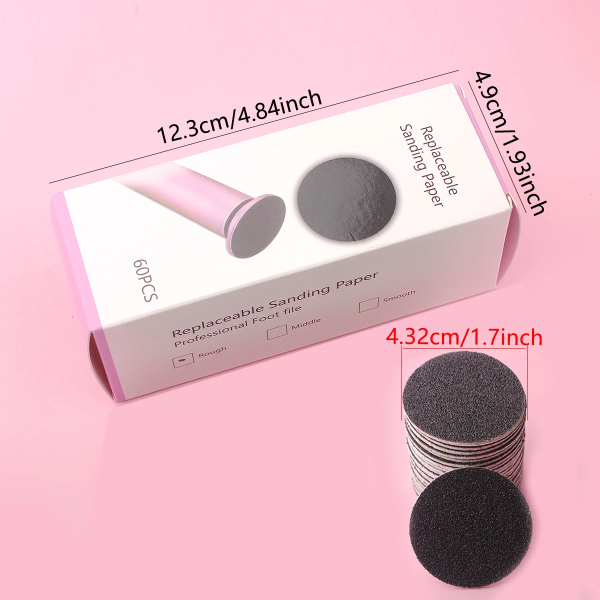 43mm 60pcs/Box Foot Dead Skin Sandpaper For Electric Nail File Cuticle Callus Replaceable Sanding Paper Professional Pedicure image 6