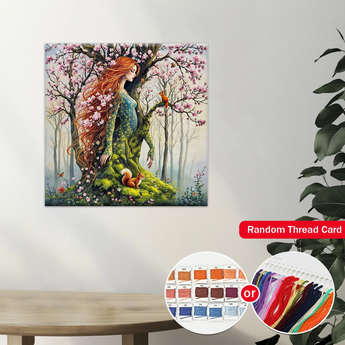 1 Set 40x40cm-15,7x15,7 Zoll Rahmenloses 11CT/14CT Bedrucktes Stoff-Kreuzstich-DIY-Set, Schöne Landschaft, Set – Detail 2