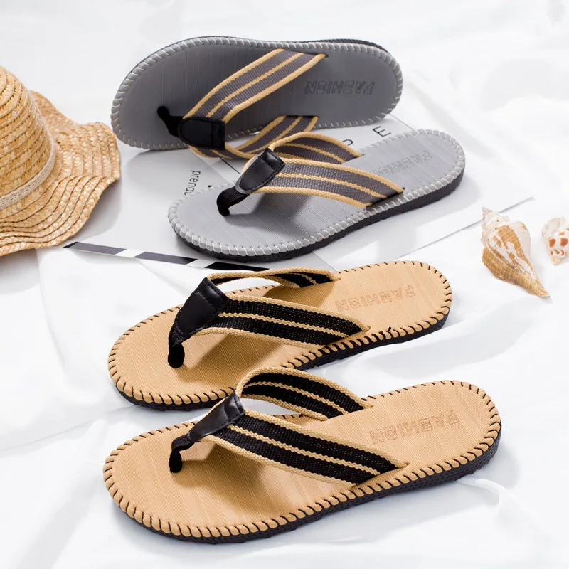 Ein Paar Herren-Slipper, flache Outdoor-Strand-Flip-Flops, lässige Frühlings- und Sommer-Slipper, rutschfeste Herren-Hausschuhe für drinnen, S – Detail 8