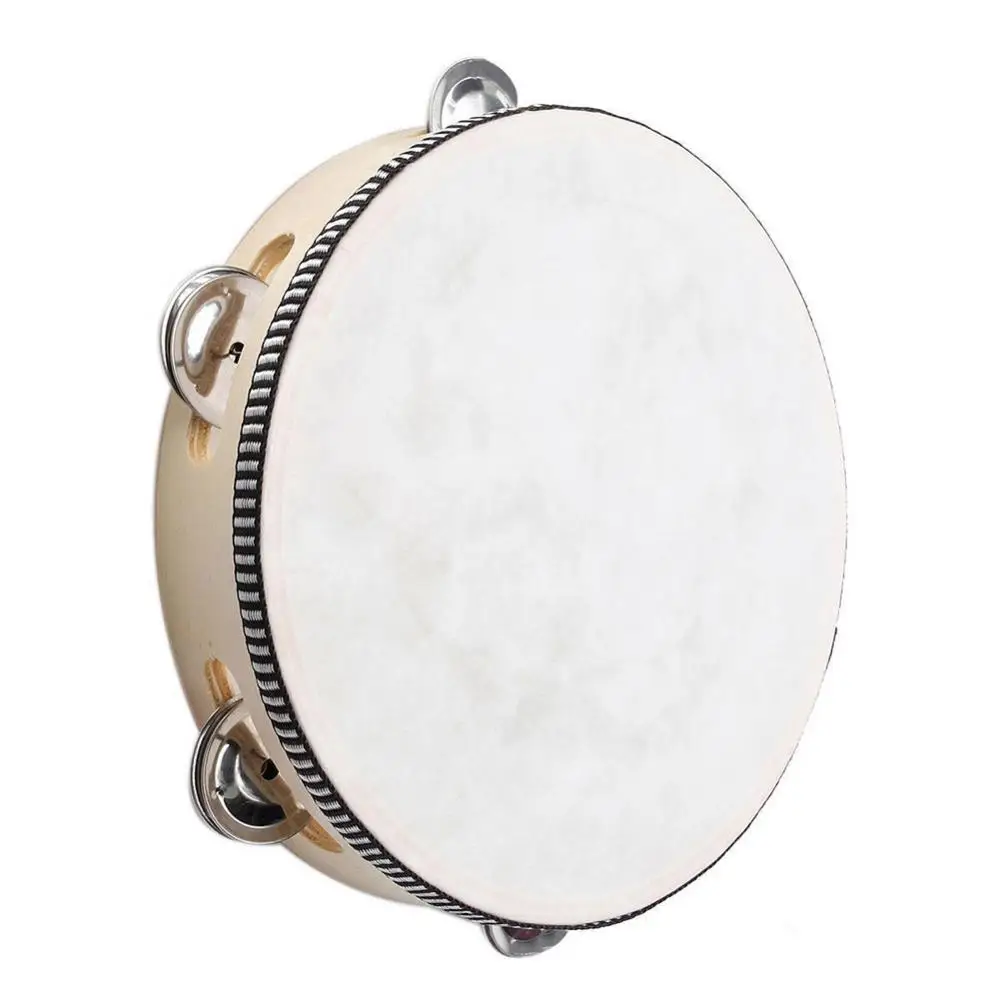 Tambourine Educational Toy Educational Percussion Instrument Toy 10 Inches Faux Leather Head Drum Party Musical Jingle Percussio